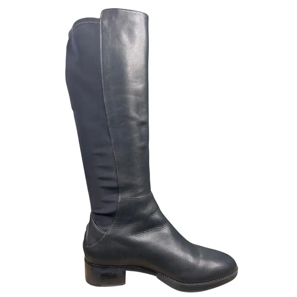 Tory Burch Women’s Caitlyn Black Leather Stretch Riding Boot Size US 9.5